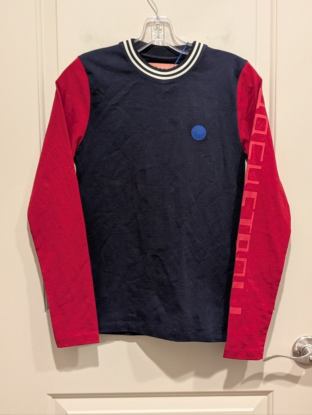 Acne Studios Blå Konst Navy & Red Long Sleeve Crewneck Shirt XXS Unisex